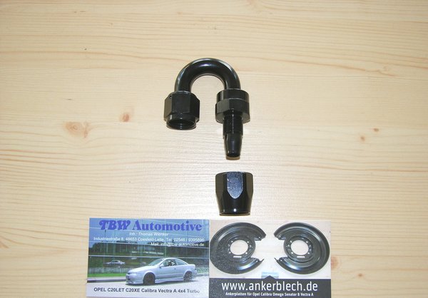 AN10 Alu Fitting 180° Dash10 Winkel Schwarz Schlauchanschluss Schraubverbinder