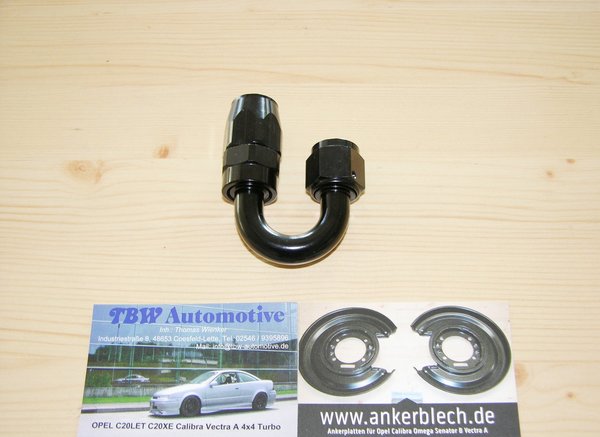 AN4 Alu Fitting 180° Dash4 Winkel Schwarz Schlauchanschluss Schraubverbinder